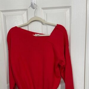 Evereve Off-the-Shoulder Red Sweater